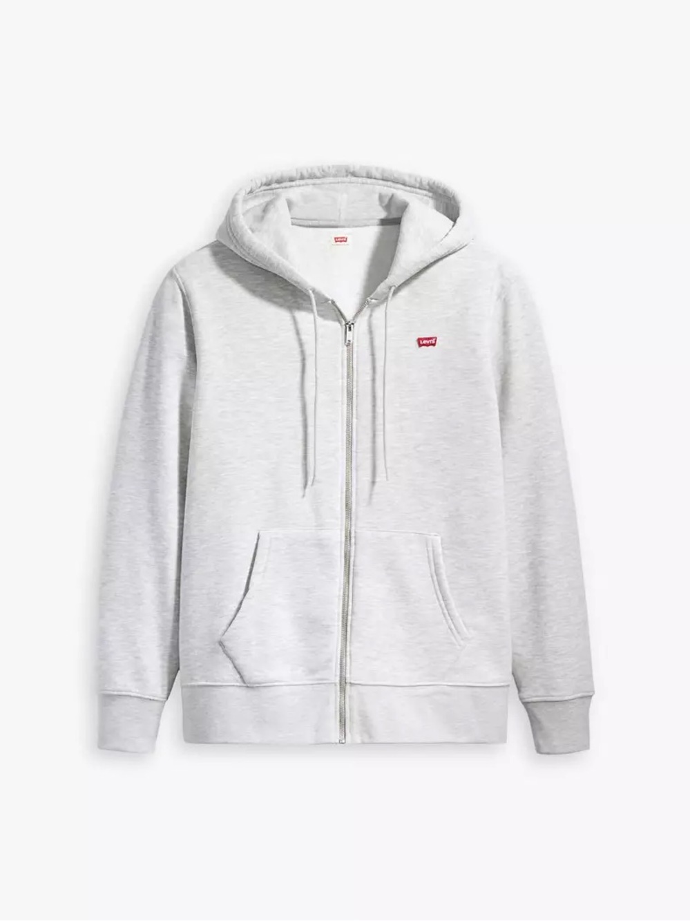 Levi's Light Gray Full-Zip Hoodie with Red Logo